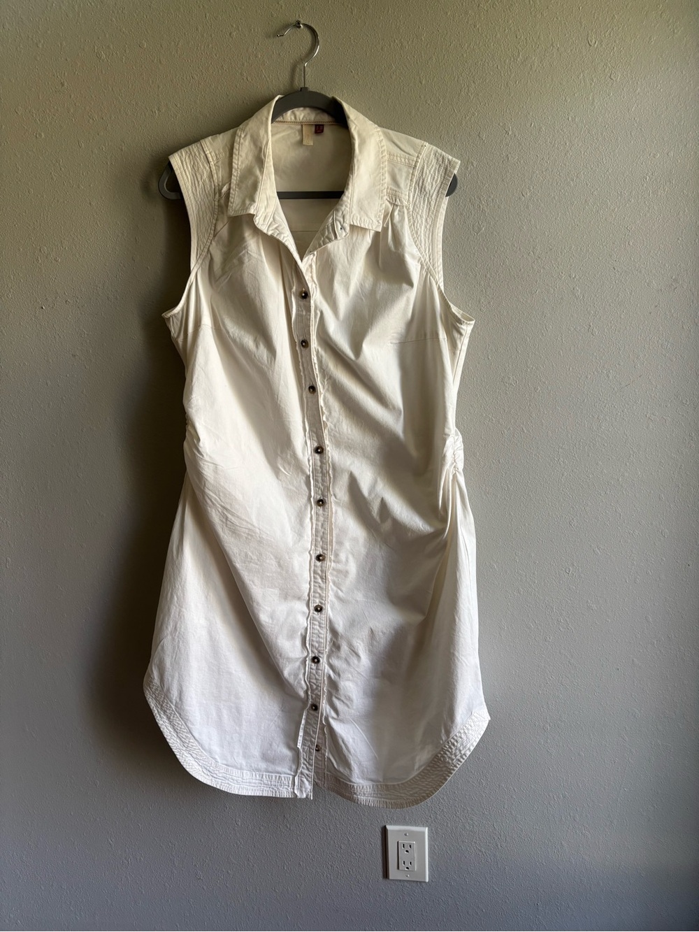 Pilcro Sleeveless Button-Front White Shirtdress